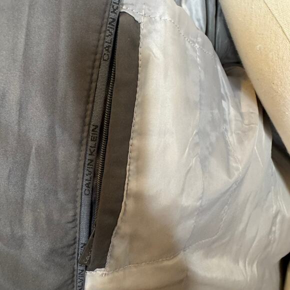 Calvin Klein Down Coat Long Puffer Jacket PM Faux Fur Hood Gray - Picture 4 of 9